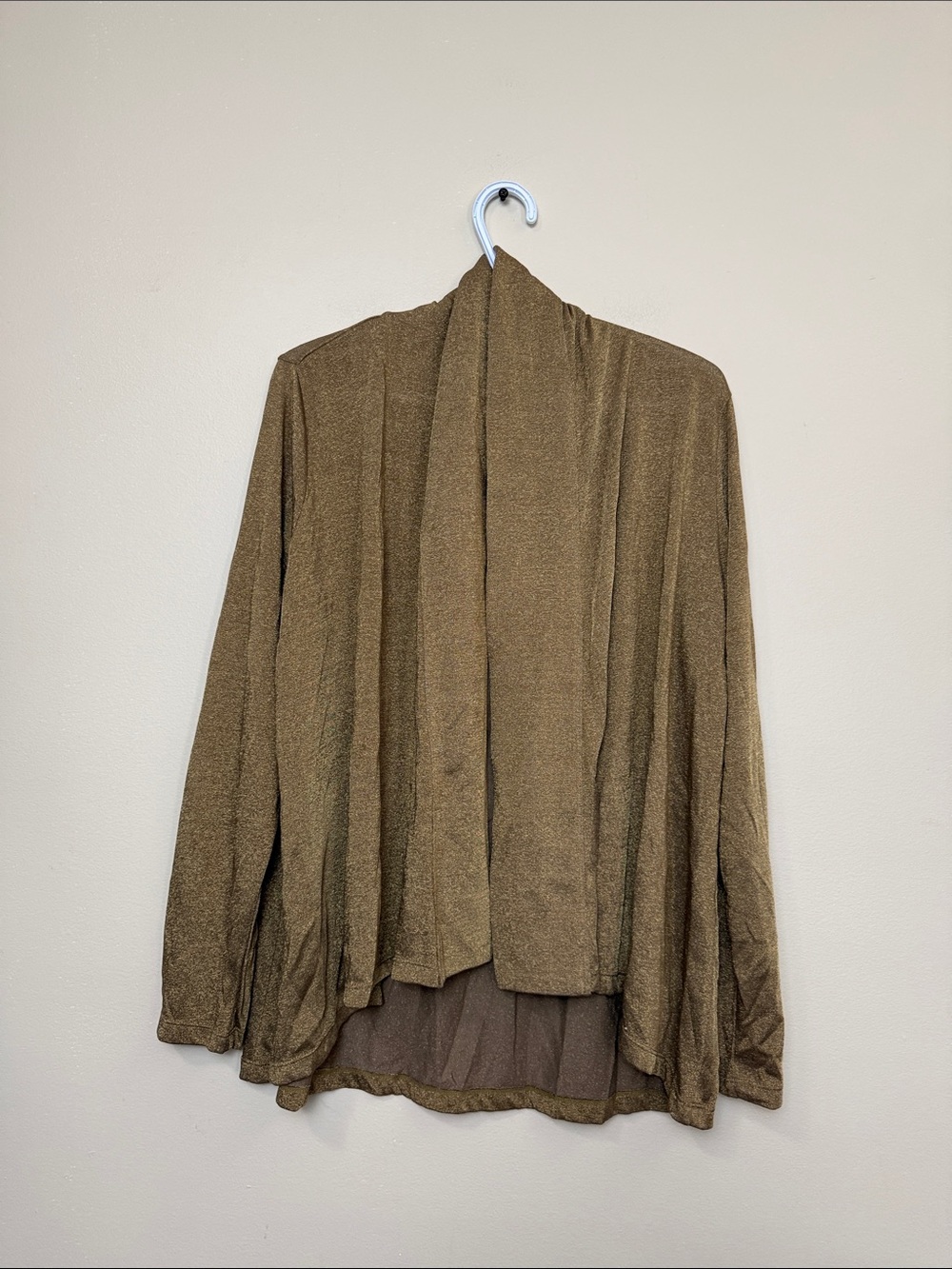 Lauren Ralph lauren Lightweight Open-Front Cardigan Sweater metallic gold size L